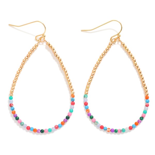 Wholesale beaded Teardrop Drop Earring Metal Beads Stone Beads L