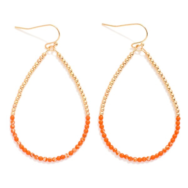 Wholesale beaded Teardrop Drop Earring Metal Beads Stone Beads L