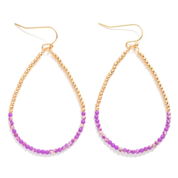 Wholesale beaded Teardrop Drop Earring Metal Beads Stone Beads L