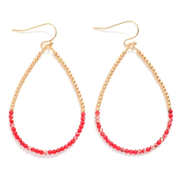 Wholesale beaded Teardrop Drop Earring Metal Beads Stone Beads L