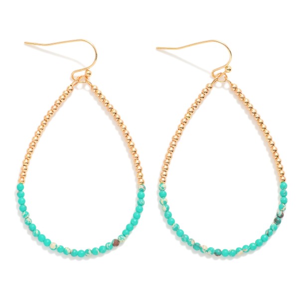 Wholesale beaded Teardrop Drop Earring Metal Beads Stone Beads L