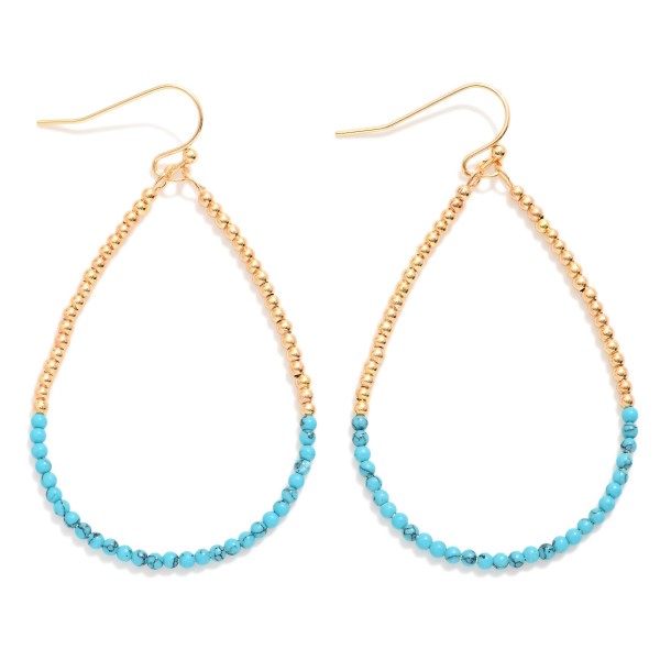 Wholesale beaded Teardrop Drop Earring Metal Beads Stone Beads L