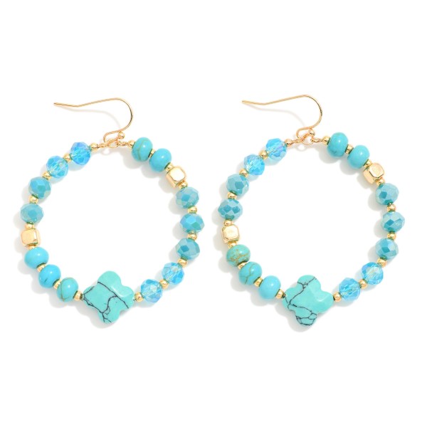 Wholesale beaded Hoop Drop Earrings Faceted Beads Stone Clover L