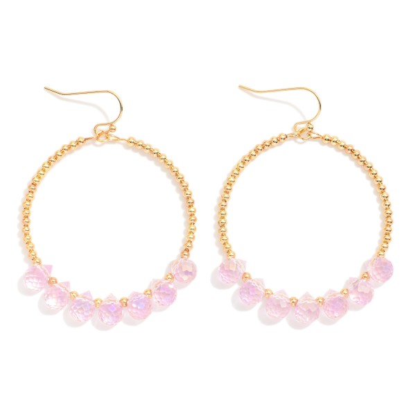 Wholesale beaded Hoop Drop Earrings Metal Tones Glass Crystal Teardrop Beads L