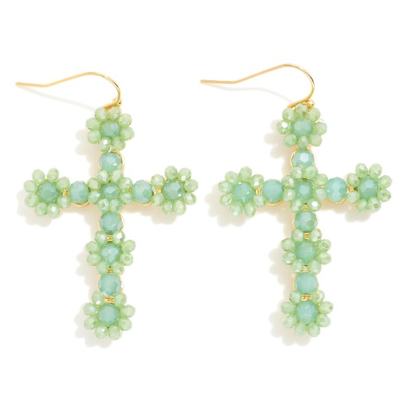 Wholesale beaded Flower Cross Drop Earrings L