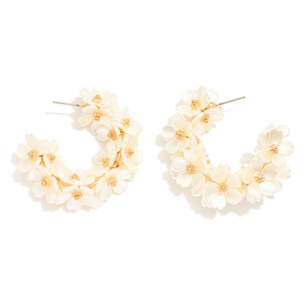 Wholesale pearl Flower Hoop Earrings D