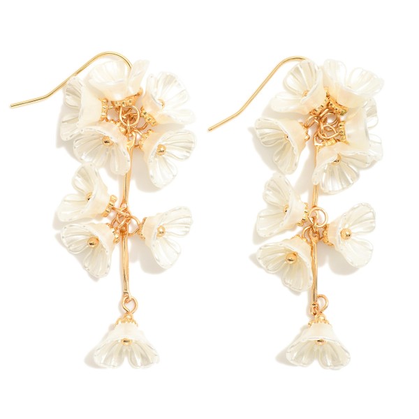 Wholesale linked Pearl Flowers Drop Earrings L