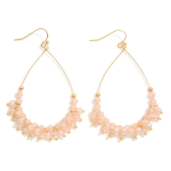 Wholesale metal Wire Teardrop Earrings Faceted Bead Details L