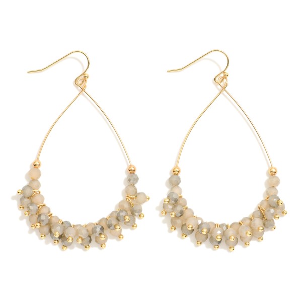 Wholesale metal Wire Teardrop Earrings Faceted Bead Details L