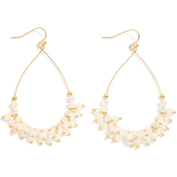Wholesale metal Wire Teardrop Earrings Faceted Bead Details L