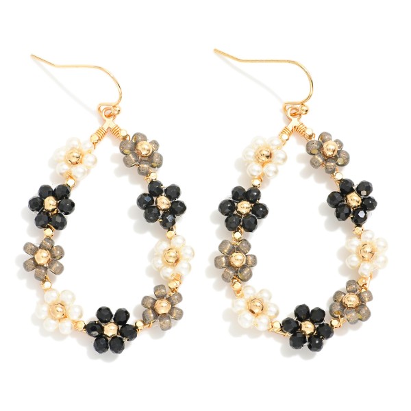 Wholesale flower Beaded Teardrop Drop Earrings L
