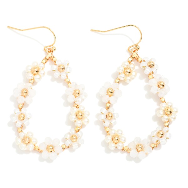 Wholesale flower Beaded Teardrop Drop Earrings L