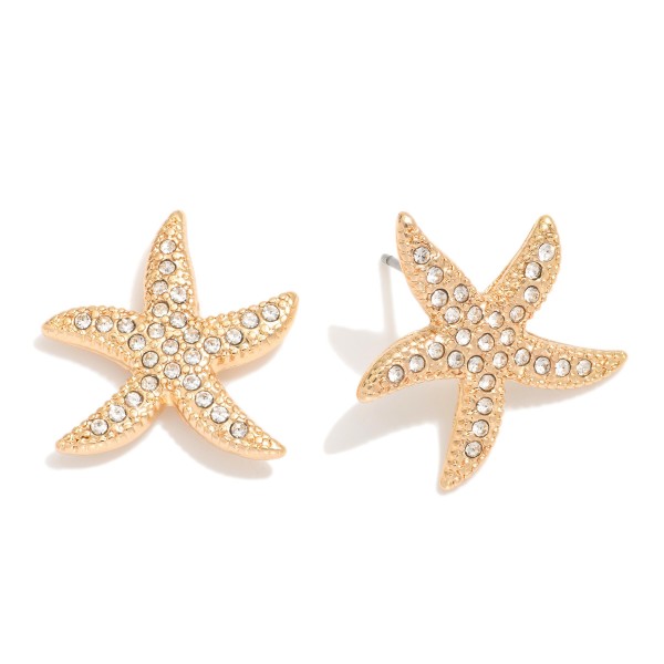 Wholesale rhinestone Studded Starfish Earrings L