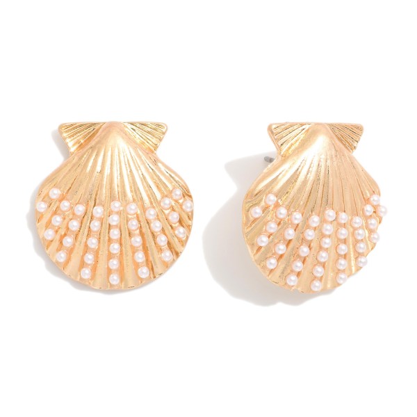 Wholesale metal Shell Drop Earrings Pearl Details L