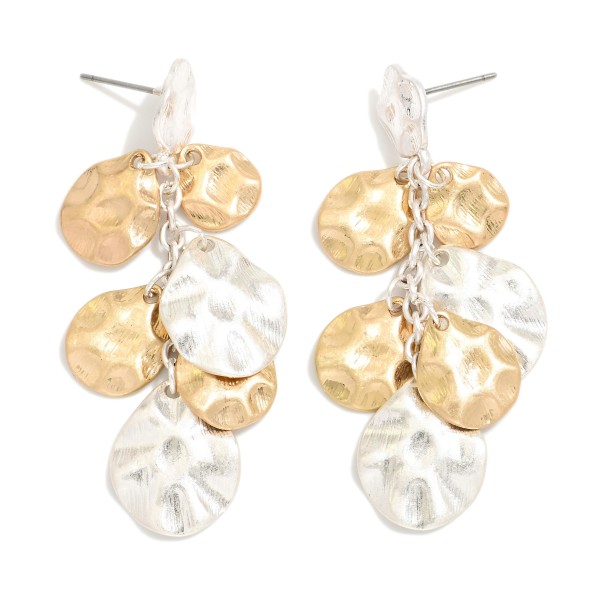 Wholesale linked Hammered Metal Circles Post Drop Earrings L
