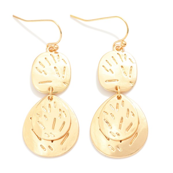 Wholesale linked Layered Textured Metal Geometric Drop Earrings L