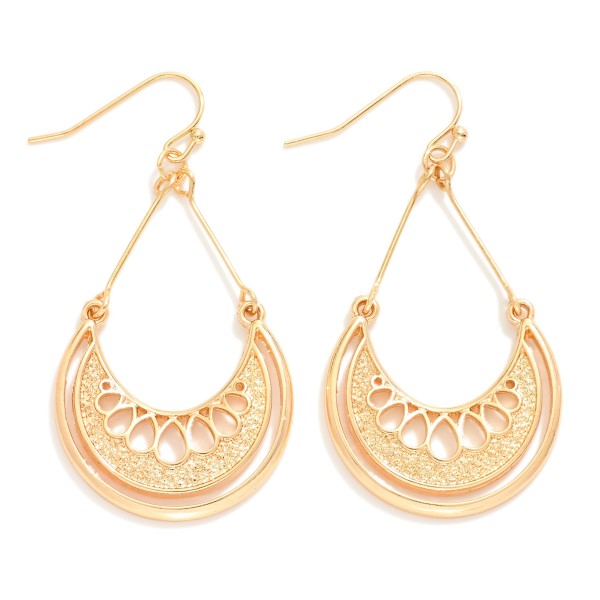 Wholesale metal Crescent Drop Earrings Hollow Teardrop Details L