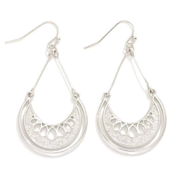Wholesale metal Crescent Drop Earrings Hollow Teardrop Details L