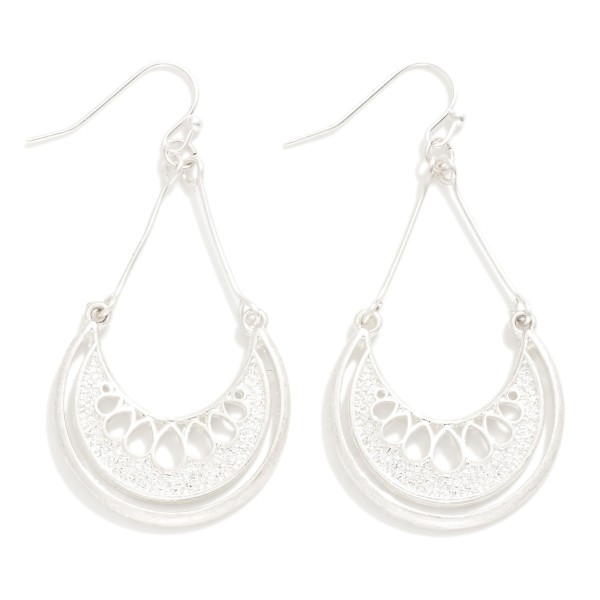 Wholesale metal Crescent Drop Earrings Hollow Teardrop Details L
