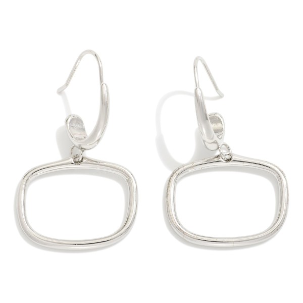 Wholesale metal Half Hoop Drop Earrings Linked Hollow Rectangle Dangle L