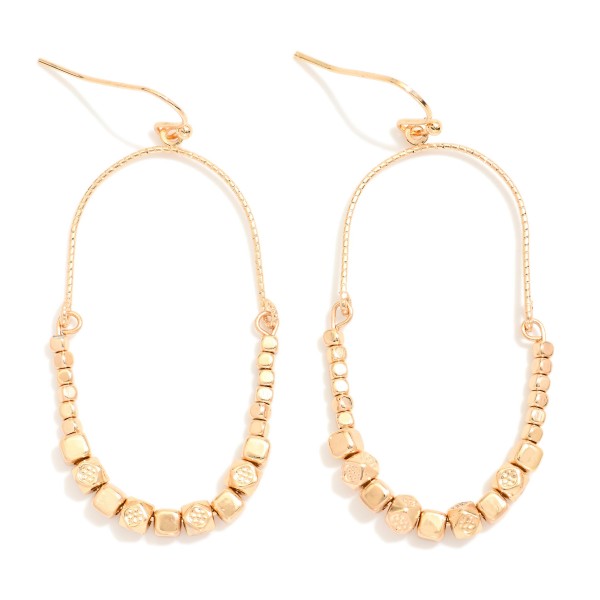Wholesale textured Metal Oval Drop Earring Squared Beads L