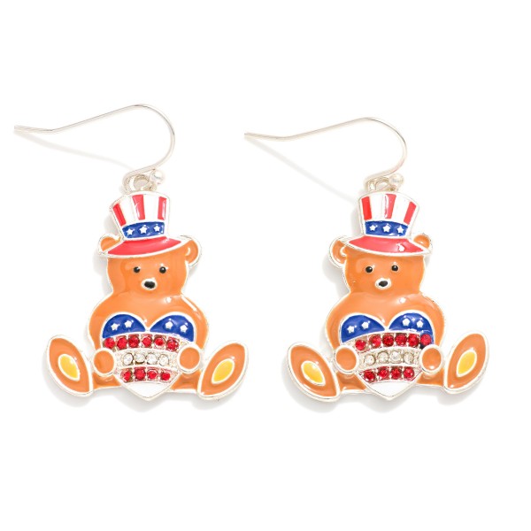 Wholesale enamel Americana Bear Drop Earrings L