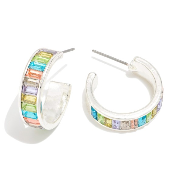 Wholesale rectangular Rhinestone Studded Hoop Earrings D