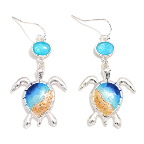 Link Metal Drop Earring Featuring Resin Beach Turtle  

- Approximately 1.75" L