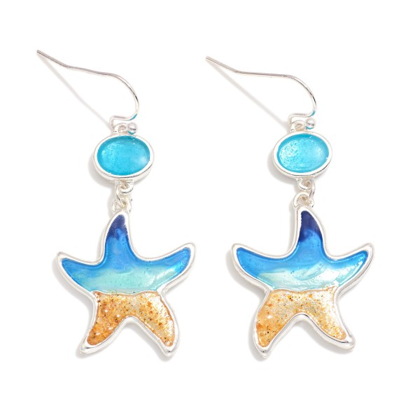 Wholesale link Metal Drop Earring Resin Beach Starfish L