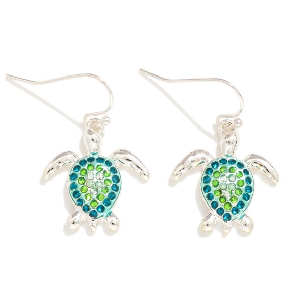 Wholesale rhinestone Studded Metal Sea Turtle Drop Earrings L