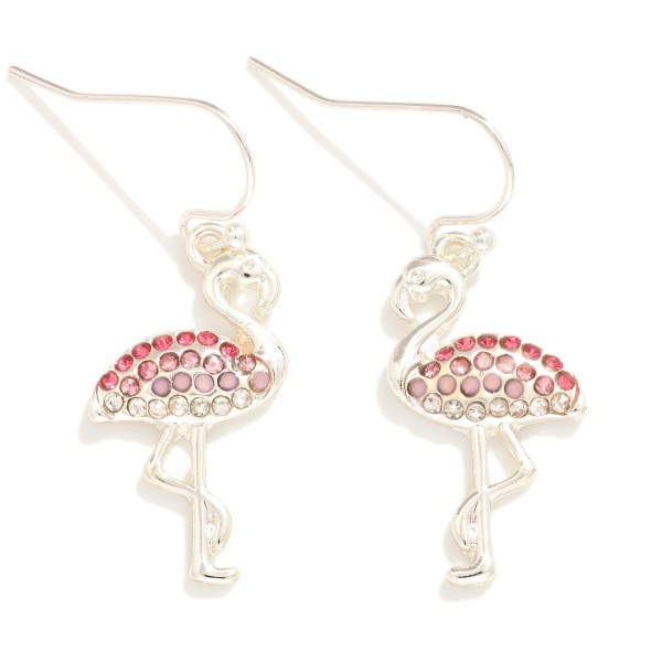 Wholesale rhinestone Studded Metal Flamingo Drop Earrings L
