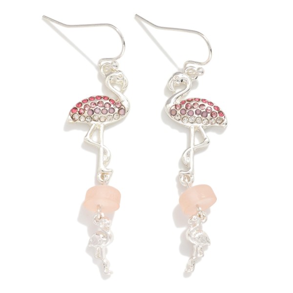 Wholesale linked Flamingos Drop Earrings Metal Tones Rhinestones L
