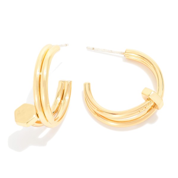 Wholesale metal Nail Huggie hoop Earring Nail Head L K Gold Dipped Sterling Silv
