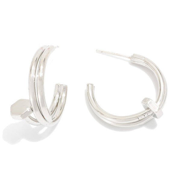 Wholesale metal Nail Hoop Drop Earrings Nail Head L Silver Dipped Sterling Silve