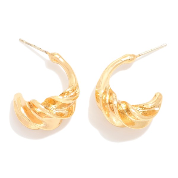 Wholesale twisted Metal Hoop Earring L K Gold Dipped Sterling Silver Post