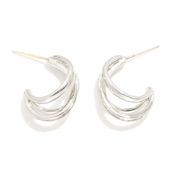 Wholesale layered Metal Hoop Earrings K Gold Dipped Sterling Silver Post D