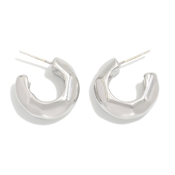 Wholesale textured Metal Hoop Earrings K Gold Dipped Sterling Silver Post D