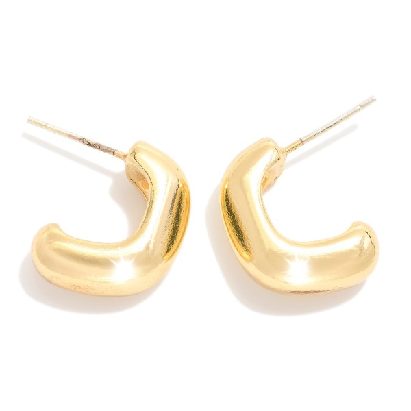 Wholesale simple Metal Huggie Hoop Earring L K Gold Dipped Sterling Silver Post