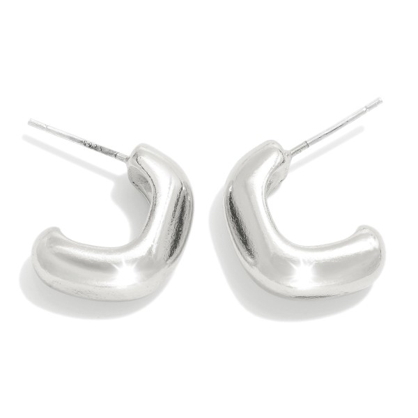 Wholesale simple Metal Huggie Hoop Earring L K Gold Dipped Sterling Silver Post