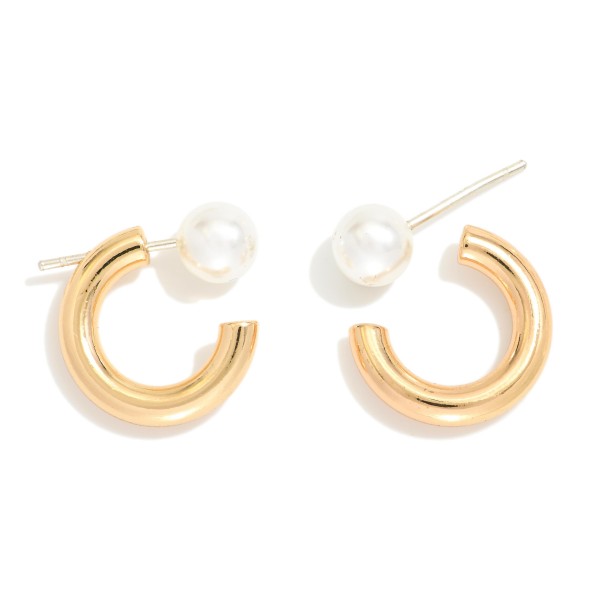 Wholesale metal Hoop Pearl Peek Boo Earrings Brass Base Silver Post D