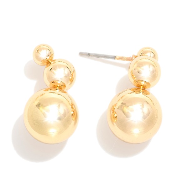Wholesale simple Linked Metal Circle Post Drop Earrings L Gold Dipped