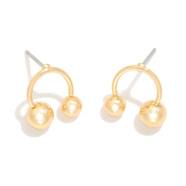 Wholesale metal Arc Drop Earring Balls L Gold Dipped