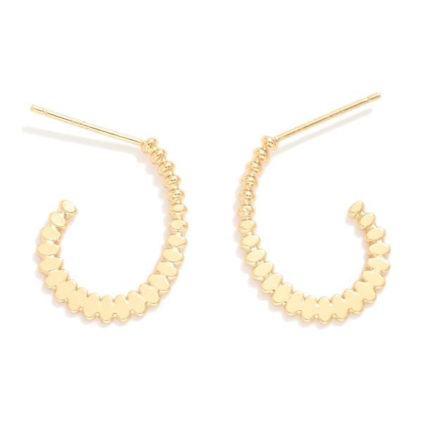 Wholesale flat Ribbed Metal Teardrop Hoop Earrings Brass Base Silver Post D