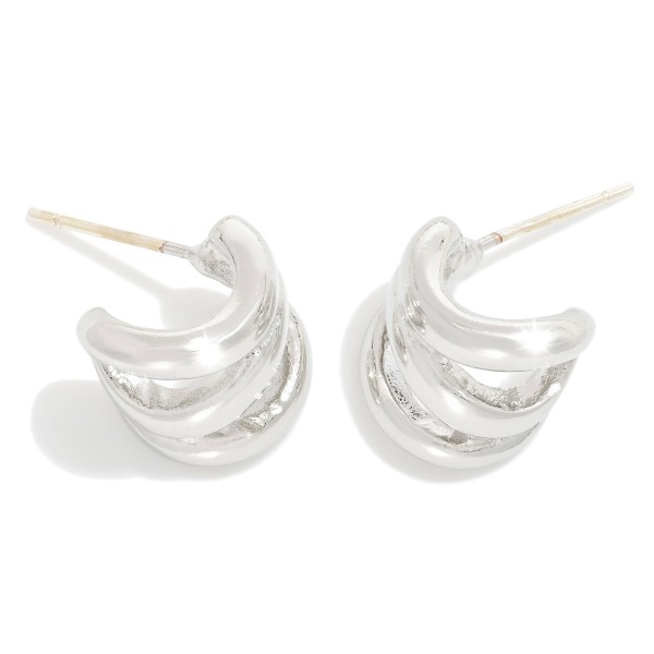 Wholesale layered Metal Hoop Earring L K Gold Dipped Sterling Silver Post