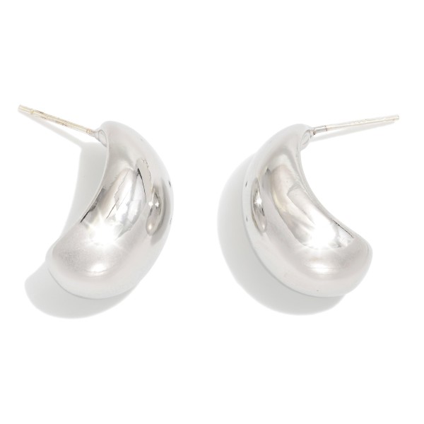 Wholesale chunky Metal Half Hoop Earrings K Gold Dipped Sterling Silver Post L