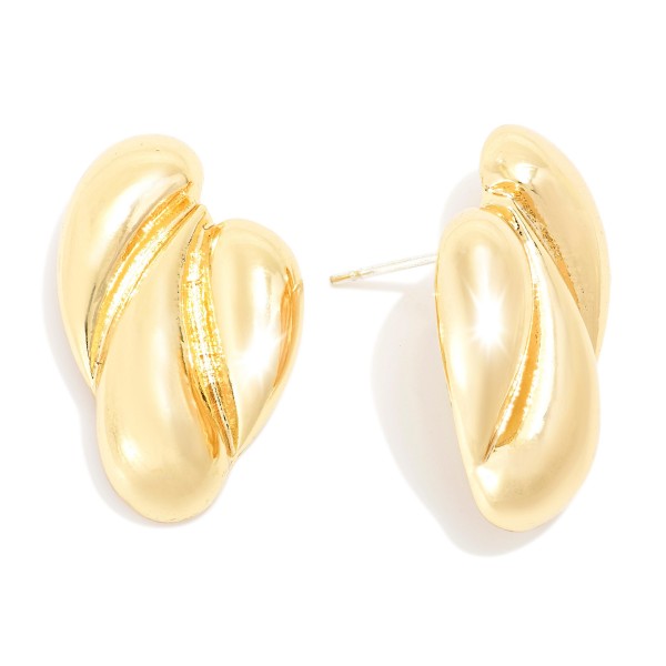 Wholesale metal Stacked Tear Drop Earring L Gold Dipped Sterling Silver Post