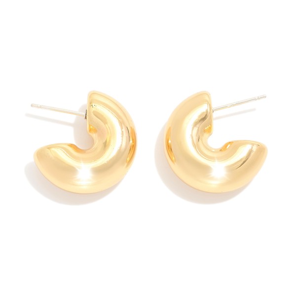 Wholesale simple Chunky Huggie Hoop Earring L k Gold Dipped Sterling Silver Post