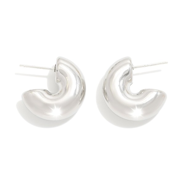 Wholesale simple Chunky Huggie Hoop Earring L k Gold Dipped Sterling Silver Post