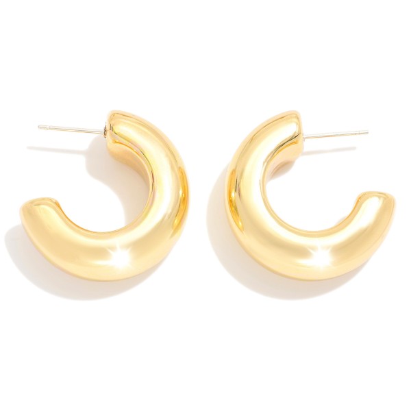 Wholesale simple Chunky Huggie Hoop Earring L k Gold Dipped Sterling Silver Post