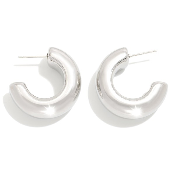 Wholesale simple Chunky Huggie Hoop Earring L k Gold Dipped Sterling Silver Post
